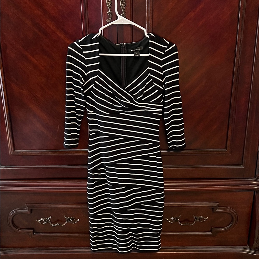 White House Black Market Monochrome Striped Dress